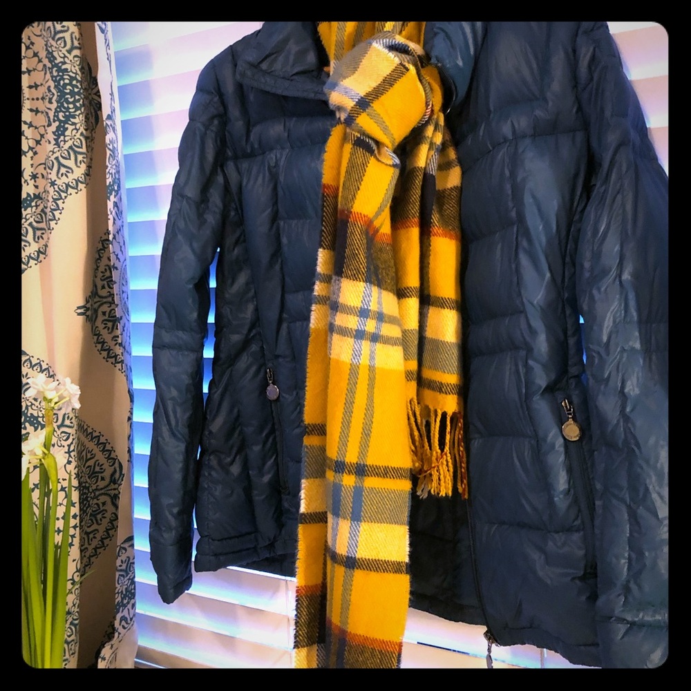 Teal  small Calvin Klein packable down coat scarf